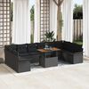 vidaXL Garten-Sofa-Set mit Kissen 11 pcs Schwarz