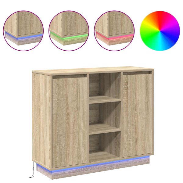 vidaXL LED-Sideboard Sonoma-Eiche 90 x 32 x 75 cm Holzwerkstoff