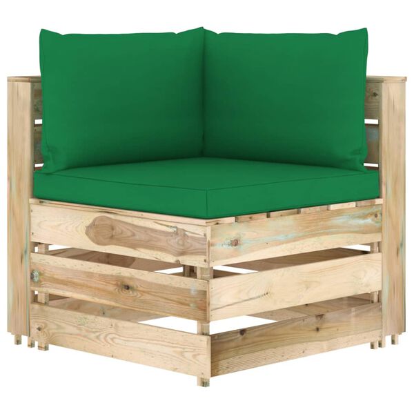vidaXL 7-tlg. Garten-Lounge-Set mit Kissen Gr&uuml;n Impr&auml;gniertes Holz
