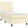 vidaXL Boxspringbett mit Matratze & LED Creme 90x200 cm Kunstleder