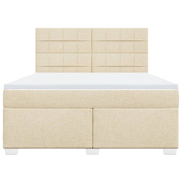 vidaXL Boxspringbett mit Matratze Creme 180x200 cm Stoff