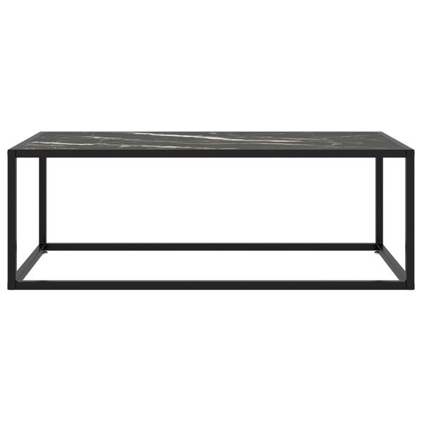 vidaXL Couchtisch Schwarz mit Schwarzem Glas in Marmor-Optik 100x50x35