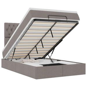 vidaXL Ottoman-Bett mit Matratze & LEDs Taupe 120x190 cm Stoff