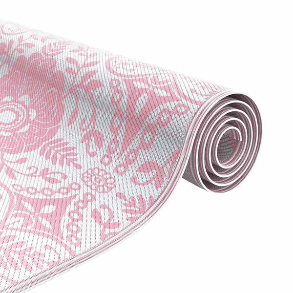 vidaXL Outdoor-Teppich Floral ARAKIL Rosa und Wei&szlig; 400 x 300 cm