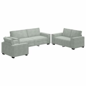 vidaXL Sofa 3 stk. Hellgrau Leinenmischgewebe