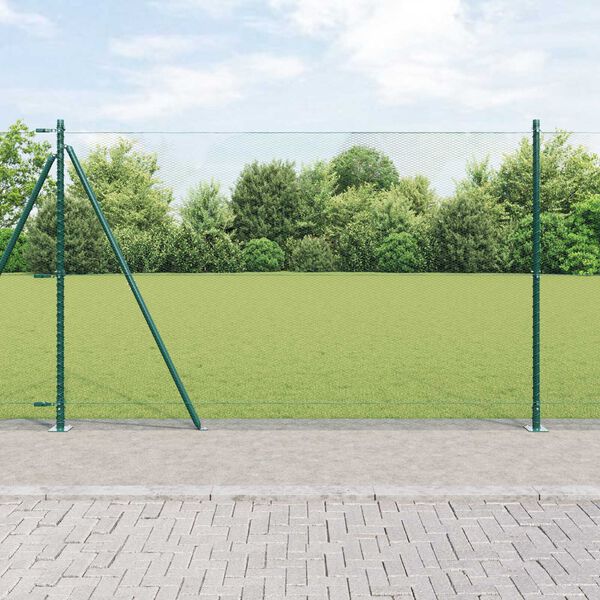 vidaXL Zaunpfosten Gr&uuml;n 50 x 1,5 m (13 mm Maschen) Stahl und PVC