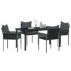 vidaXL Garten Essgruppe 5 pcs Schwarz und Grau PE-Rattan
