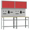 vidaXL Werkbank-Set 8 pcs Rot und Grau Pulverbeschichteter Stahl
