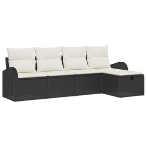 vidaXL Sofa Set 5 stk. Schwarz und Creme Poly-Rattan