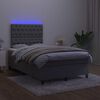 vidaXL Boxspringbett mit Matratze & LED Dunkelgrau 120x200 cm Samt