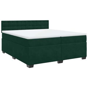 vidaXL Boxspringbett mit Matratze Dunkelgr&uuml;n 200x200 cm Samt