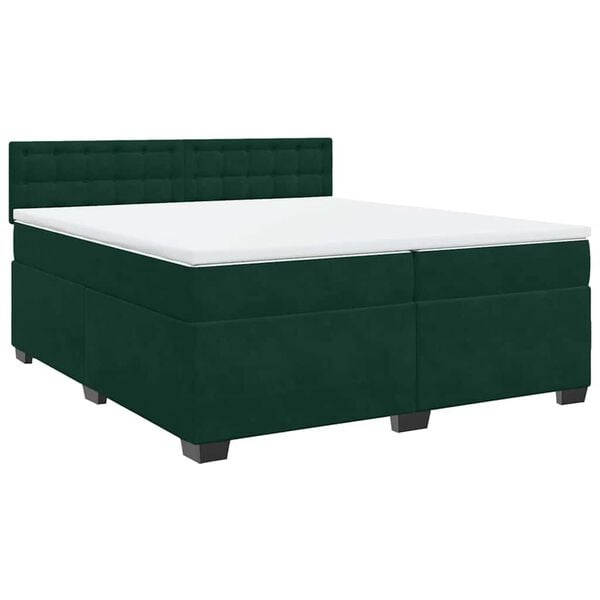 vidaXL Boxspringbett mit Matratze Dunkelgr&uuml;n 200x200 cm Samt