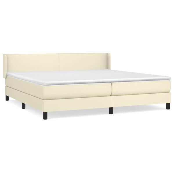 vidaXL Boxspringbett mit Matratze Creme 200x200 cm Kunstleder