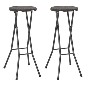 vidaXL Klappbare Barhocker 2 Stk. HDPE und Stahl Braun Rattanoptik