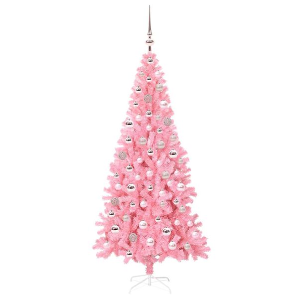 vidaXL Weihnachtsbaum mit 300 LEDs mit St&auml;nder Rosa 180 cm PVC