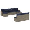 vidaXL 10-teiliges Gartensofa-Set mit Kissen, grau, Polyrattan