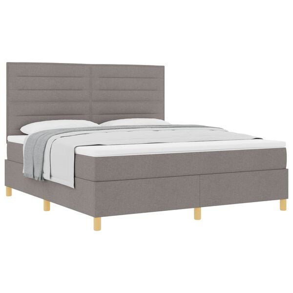 vidaXL Boxspringbett mit Matratze Taupe 180 x 200 cm Stoff