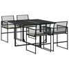 vidaXL 5-tlg. Garten-Essgruppe mit Kissen Schwarz Poly Rattan