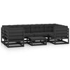 vidaXL 7-tlg. Garten-Lounge-Set mit Kissen Schwarz Massivholz Kiefer