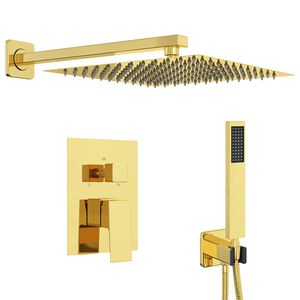 vidaXL Verborgenes Duschsystem (Quadrat) Gold Edelstahl 201