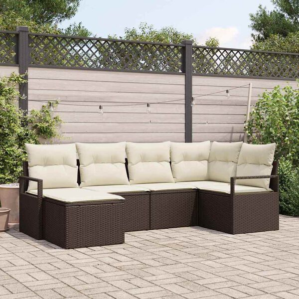 vidaXL Sofa Set 6 pcs Braun Poly-Rattan