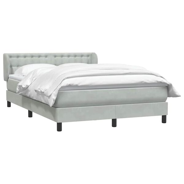 vidaXL Boxspringbett mit Matratze Hellgrau 160x220 cm Samt