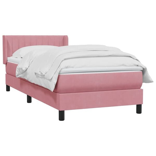 vidaXL Boxspringbett mit Matratze Rosa 100x220 cm Samt