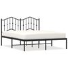 vidaXL Bettgestell mit Kopfteil Metall Schwarz 135x190 cm
