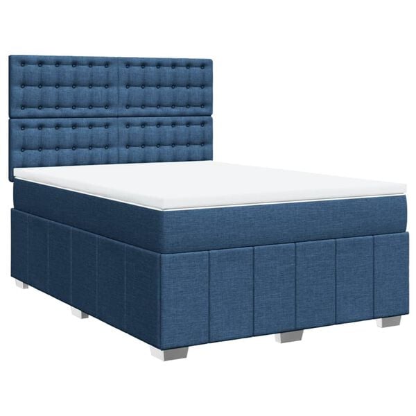 vidaXL Boxspringbett mit Matratze Blau 160x200 cm Stoff