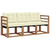 vidaXL Outdoor-Sofagarnitur mit Kissen 3 pcs Natur und Creme