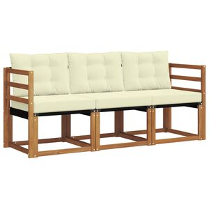 vidaXL Outdoor-Sofagarnitur mit Kissen 3 pcs Natur und Creme
