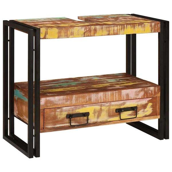 vidaXL Waschtischunterschrank Mehrfarbig Massives upgecyceltes Holz