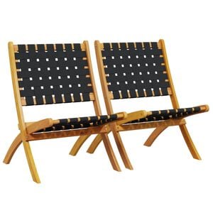 vidaXL Klappst&uuml;hle, 2 St&uuml;ck, schwarz, massives Akazienholz und Stoffbezug
