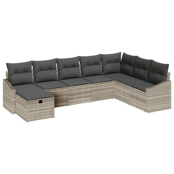 vidaXL Gartensofa-set mit Kissen mit Speicher 8 pcs Poly-Rattan