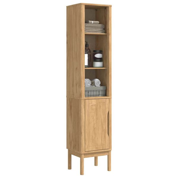 vidaXL Bad hoher Schrank mit Regal FLORO Wachsbraun 35 x 30 x 160 cm