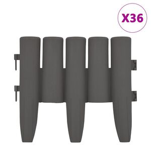 vidaXL Rasenkanten 36 Stk. Grau 10 m PP