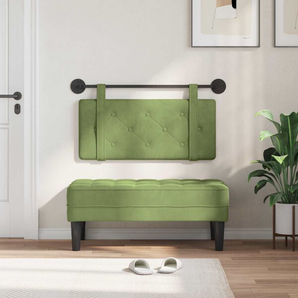 vidaXL H&auml;ngevorderseite Wandmontiert Hellgr&uuml;n 100 x 55 x 5 cm Samt