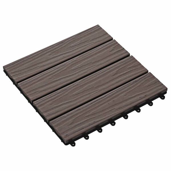 vidaXL Terrassenfliesen 11Stk Tief Gepr&auml;gt WPC 30x30cm 1qm Dunkelbraun