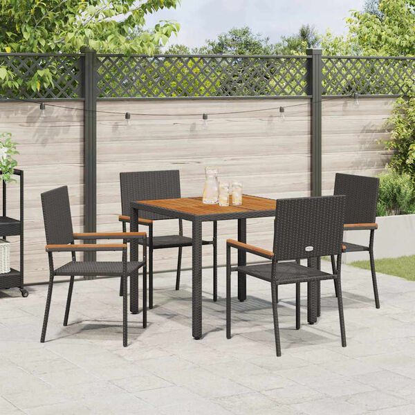 vidaXL Garten Essgruppe 5 pcs Schwarz Poly-Rattan