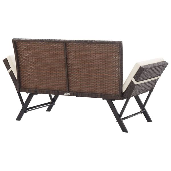 vidaXL Gartenbank mit Kissen Braun 176 cm Poly Rattan