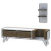 Homemania TV-Schrank Pers 130x30x38,6 cm Wei&szlig; und Walnuss