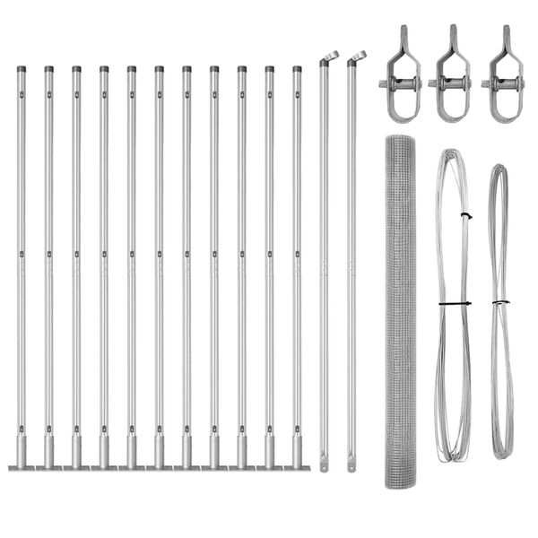 vidaXL Zaunpfosten Silber 25 x 1,4 m (16 x 16 mm Maschen) Stahl