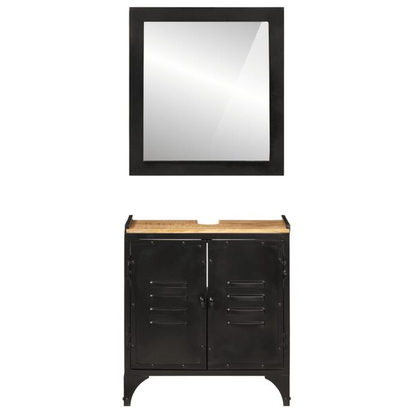 vidaXL 2-tlg. Badmöbel-Set Eisen und Massivholz Mango