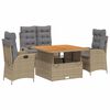vidaXL 4-tlg. Garten-Essgruppe mit Kissen Beige Poly Rattan