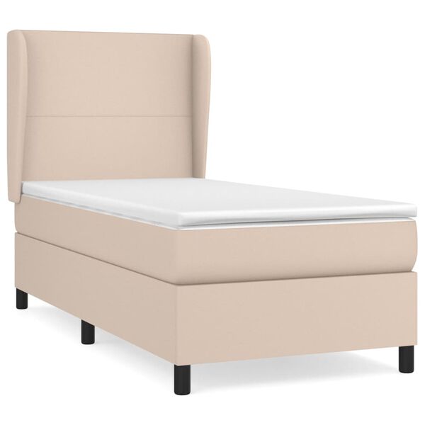 vidaXL Boxspringbett mit Matratze Cappuccino-Braun 90x190cm Kunstleder