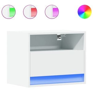 vidaXL Wand-Nachttische mit LED-Leuchten 2 Stk. Wei&szlig;