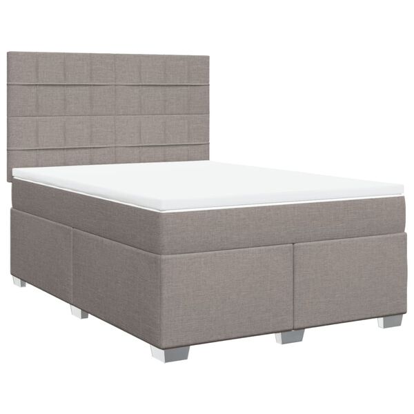 vidaXL Boxspringbett mit Matratze Taupe 160x200 cm Stoff