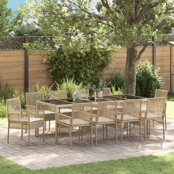 vidaXL Garten Essgruppe 11 pcs Beige Poly-Rattan
