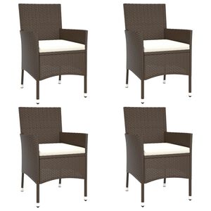 vidaXL Gartenst&uuml;hle mit Kissen 4 Stk. Braun Poly Rattan