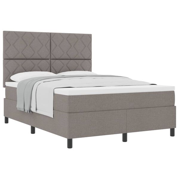 vidaXL Boxspringbett mit Matratze Taupe 160 x 200 cm Stoff